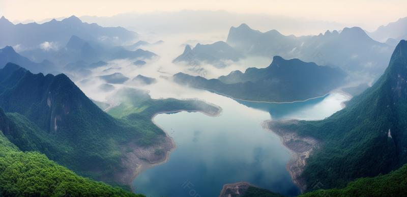 云雾缭绕山水风光俯视图背景图,高清,摄影图,摄影图片,图片大全,摄影图免费下载